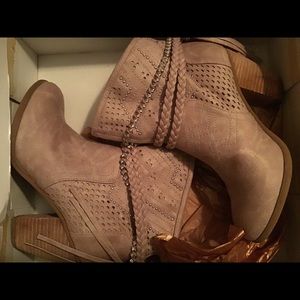 Not Rated Embellished Cream Ankle Boots